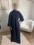 Robe à pois bleu marine