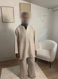 Ensemble rayé beige