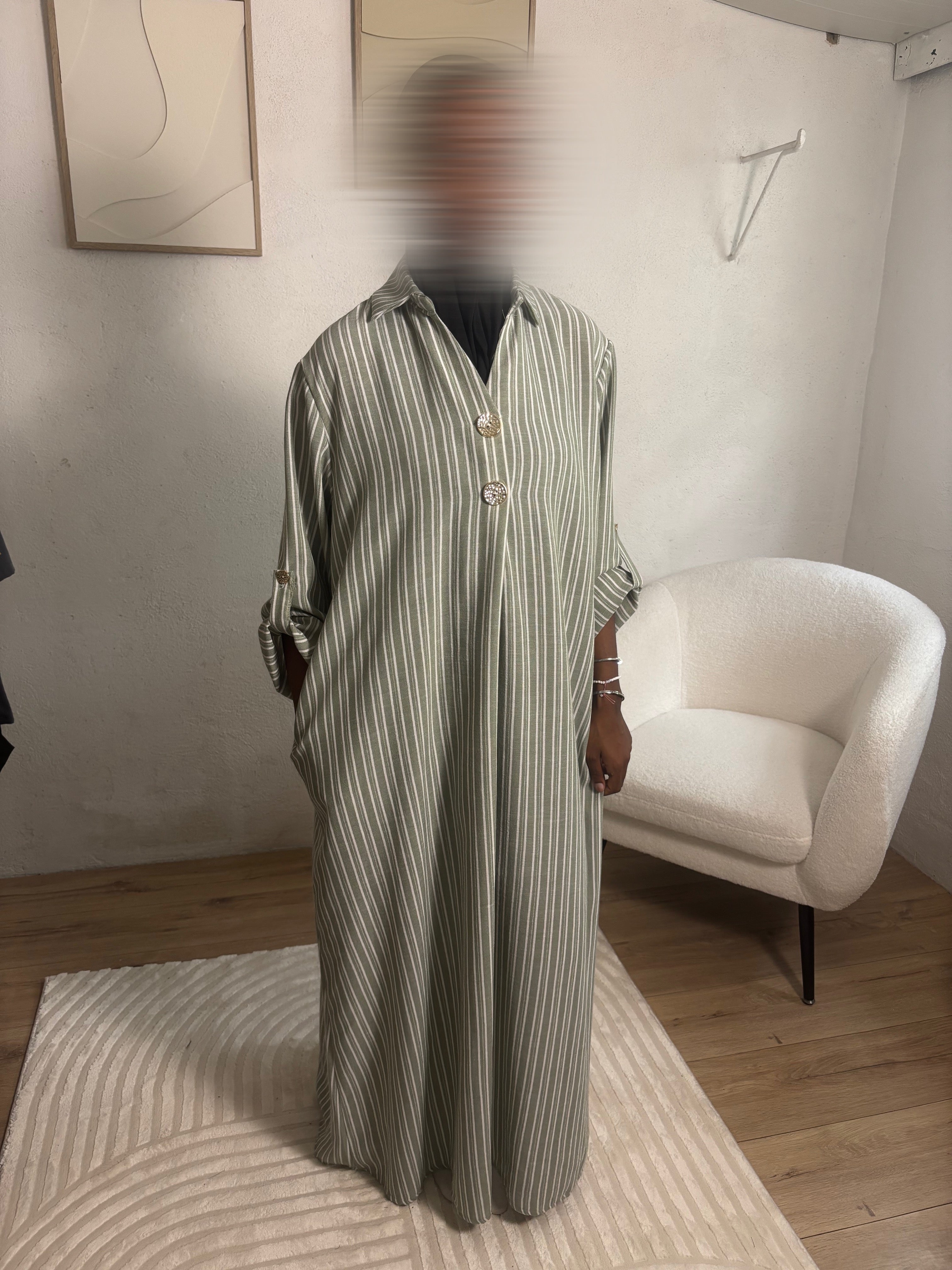 Robe rayée verte