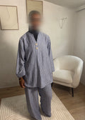Ensemble rayé bleu
