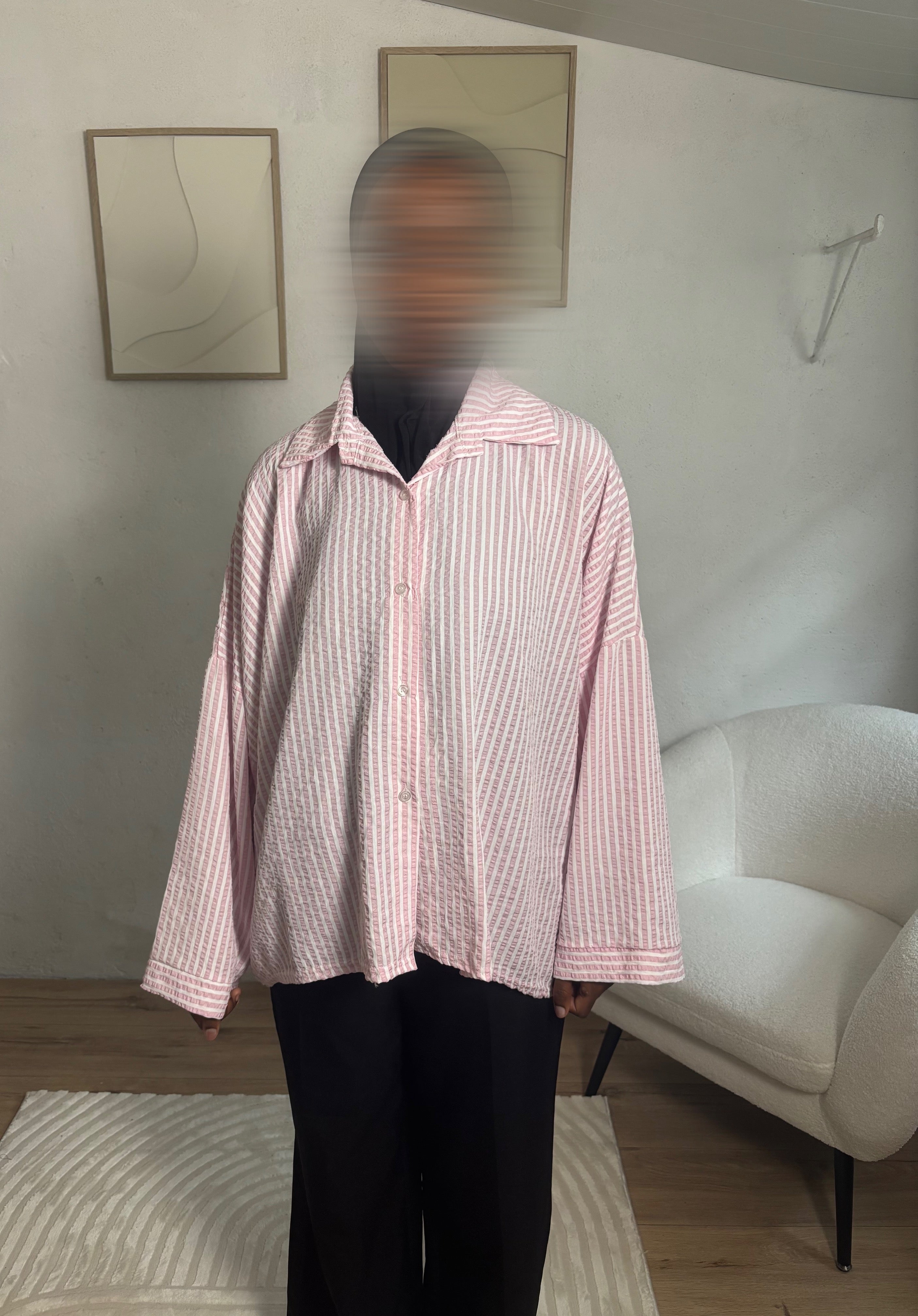 Chemise rayée rose